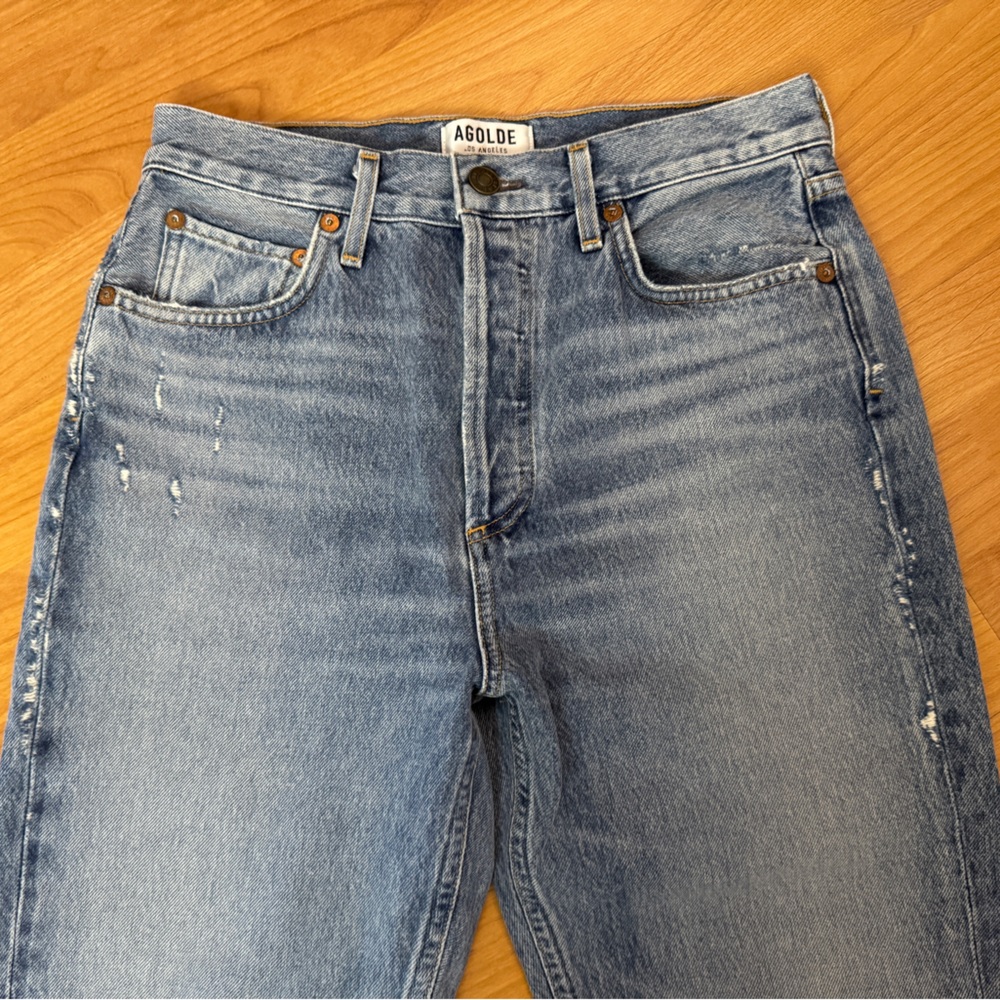 Agolde Riley High Rise Straight Crop Denim Jeans 27 - Picture 4 of 13